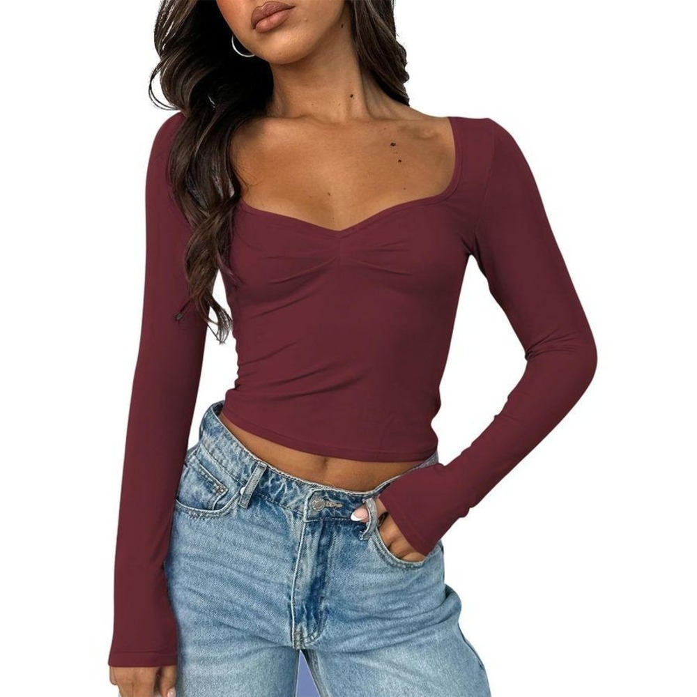 MSRP $23 ForeFair Women's A Maroon Sz S Sexy Long Sleeve Going‎ Out To